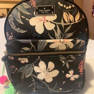 Kate Spade botanical black floral backpack
